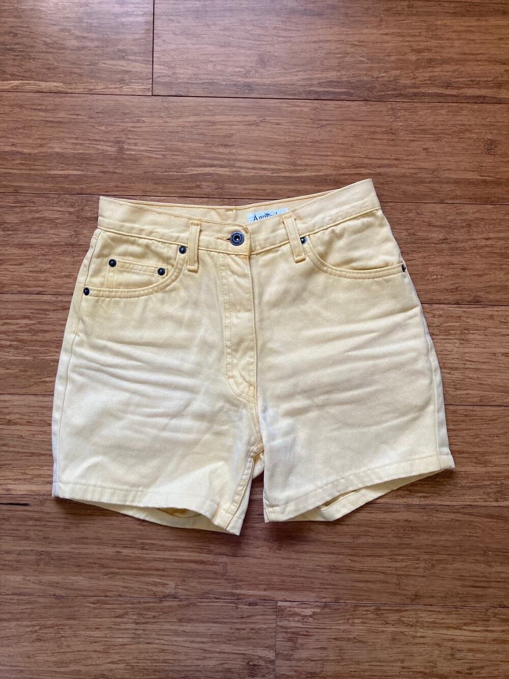Ann Taylor Yellow Denim High Rise Shorts, Size 4L
